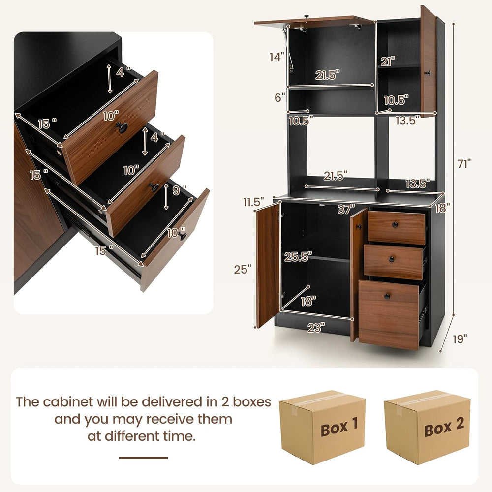 PETSITE Kitchen Buffet Hutch Storage Cabinet, 71" Freestanding Pantry wi...