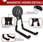 3-H Heavy Duty Magnet Garage Hooks 4 Pack, Extra Large Strong Magnetic Hooks for Hanging Cordless Power Drill, Utility Magnetic Tool Holder for Metal Cabinet, Steel Pegboard, Toolbox, Garage(Black)