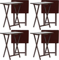 PJ Wood - Folding Wood TV Tray Table - Espresso 8-Piece Set | Solid Construction, 14.57 x 19.09 x 26 in, Space Saving Design, Home Office Use, Leg Base, Requires Assembly, Wipe Clean