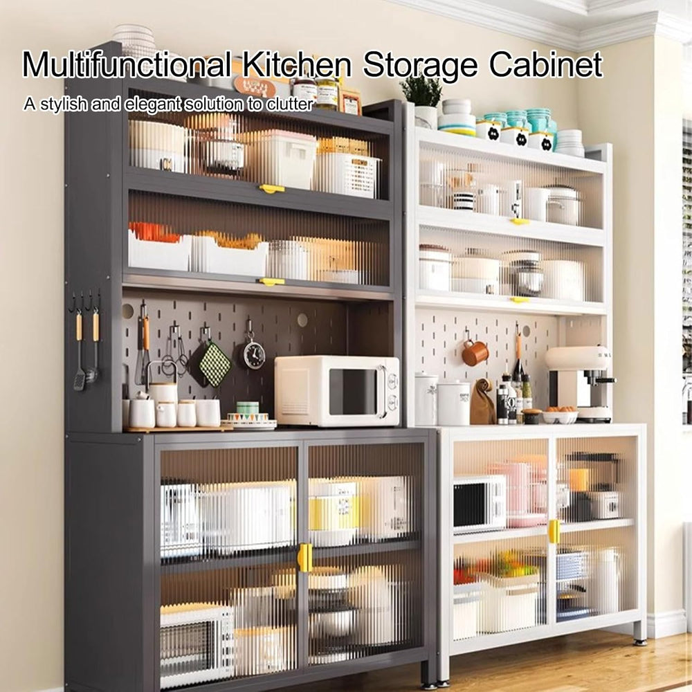 Sideboard with Buffet Cupboard, Tall Kitchen Pantry Storage Cabinet with Micr...