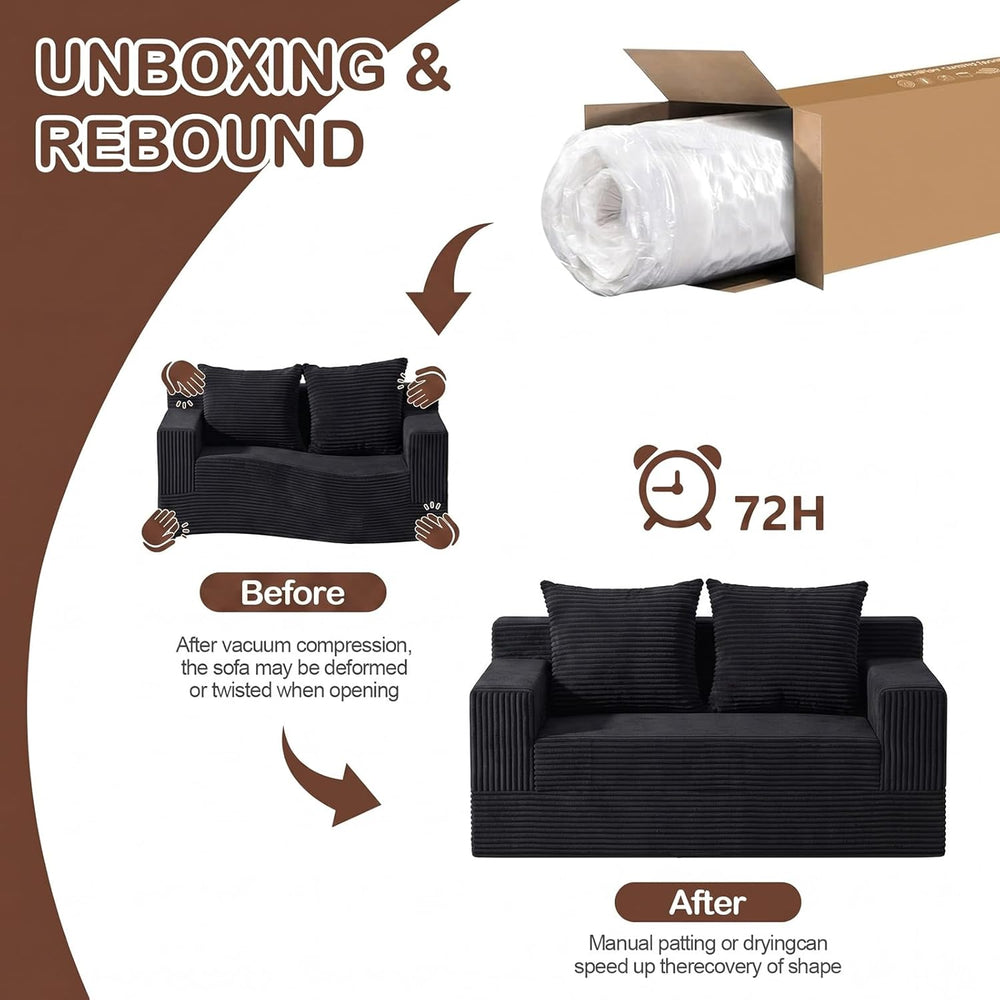 Loveseat Couch Folding Sofa Bed, Foldable Floor Futon Sleeper Couch Bed - Con...