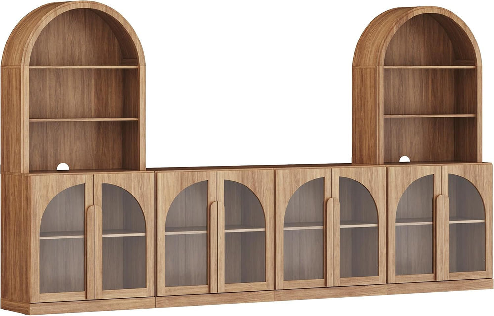 BELLEZE Bijou 126" Wall Unit 6-Piece Modular TV Stand - Camel