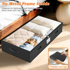 SpaceWhisper 90L Under Bed Storage Containers, 4-Pack Storage Bins with Clear Top, Foldable Closet Organizers and Storage with Label Holder for Clothing, Blankets, Comforter & Pillows(Black)