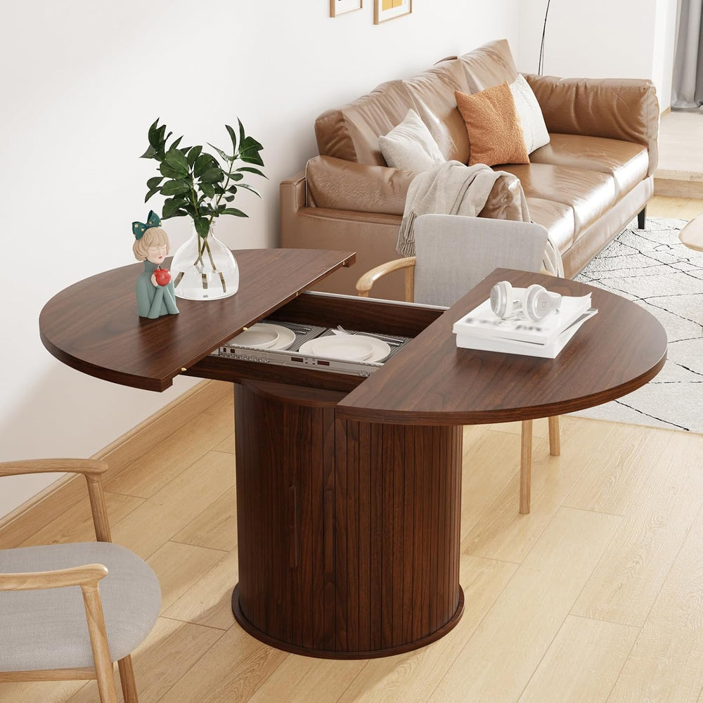 43"-59" Extendable Dining Room Table for 4-8, Round Expandable Kitc...