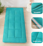 MAXYOYO Twin Bed Mattress Japanese Floor Futon Mattress, Twin Tatami Pad Camping Floor Bed Topper, Easy to Foldable and Portable, Turquoise Futon Single Mat