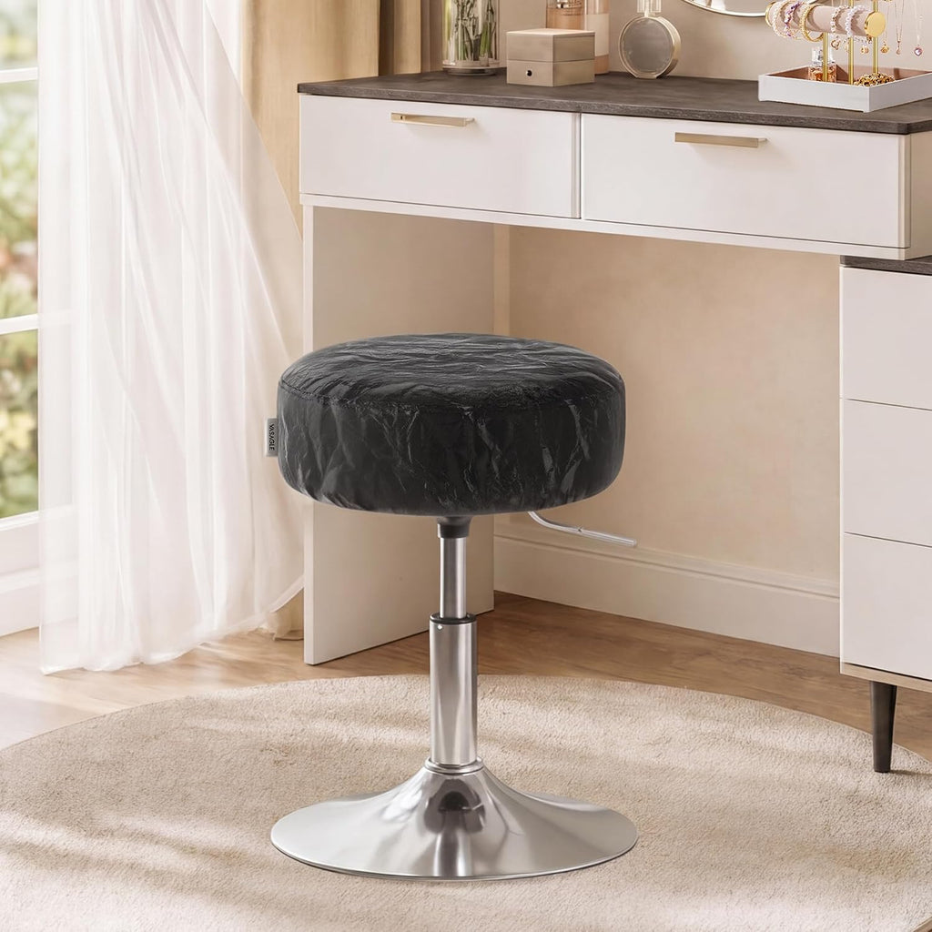 VASAGLE Adjustable Bar Stool, 360° Swivel, PU Leather, Thick Cushion, for Kitchen, Dining Room Bedroom, Modern, Ink Black