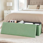 43 Inches Storage Ottoman Bench - Extra Large Foldable Ottoman with Storage, Bench for Living Room, Bedroom, Entryway - Green