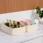 Large Shallow Organizing Baskets 15x11x5.1 Inches - Rope Woven Storage Bins for Bathroom, Shelves, Cube Closet, Beige 4 Packs