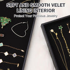 Velvet Jewelry Tray for Drawers Black Jewelrys Display Tray Stackable Jewelry Organizer Trays for Necklace Bracelet Ring Watch (2, Black)