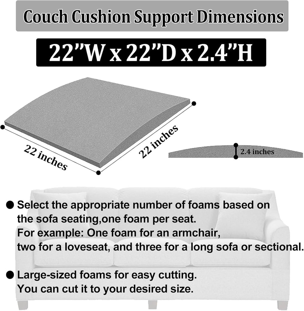 Couch Cushion Support for Sagging Seat, 22"x22"x2.4" Couch Sup...