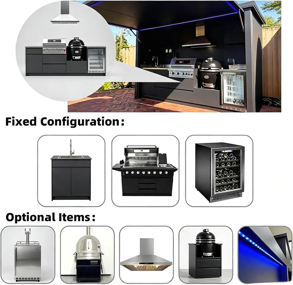 Outdoor Kitchen Bar Modular BBQ Kitchen Portable Food Preparation Station | P...
