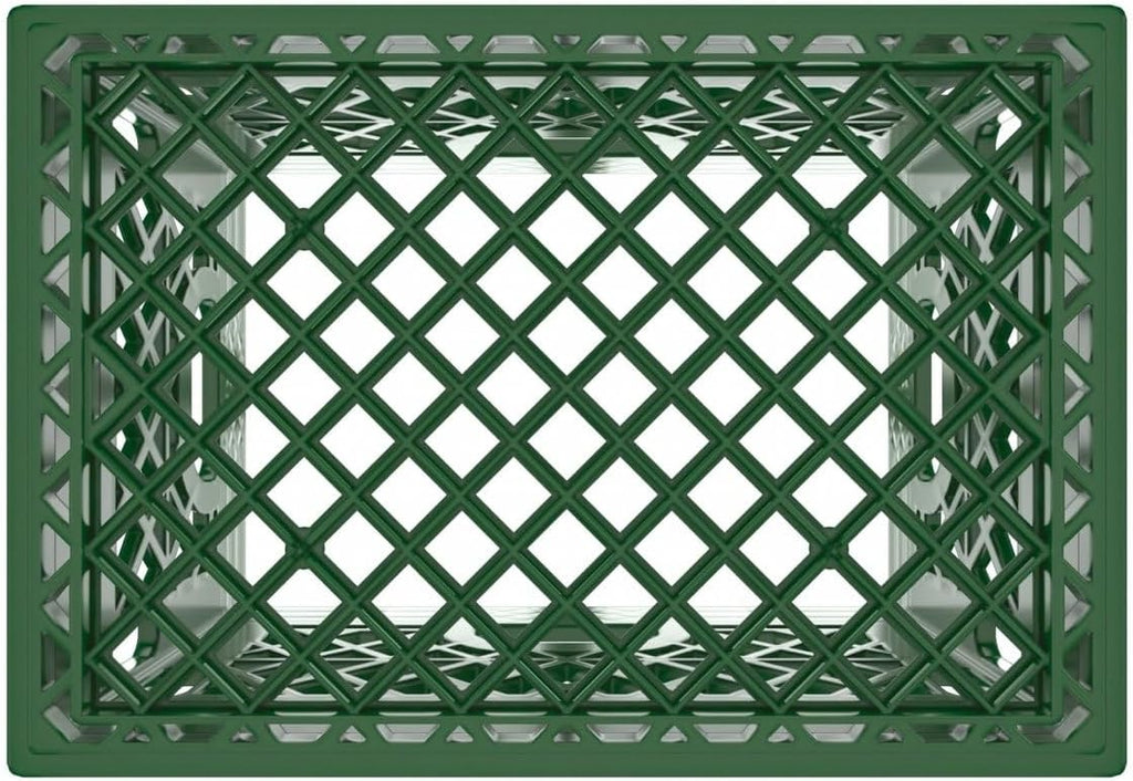 Heavy Duty Plastic Storage Milk Crates, Stackable Utility Organizer Bins, 19x11x13 Inches, 6 Pack, Made in USA, 24 Qt/6 Gallon Capacity (Green)