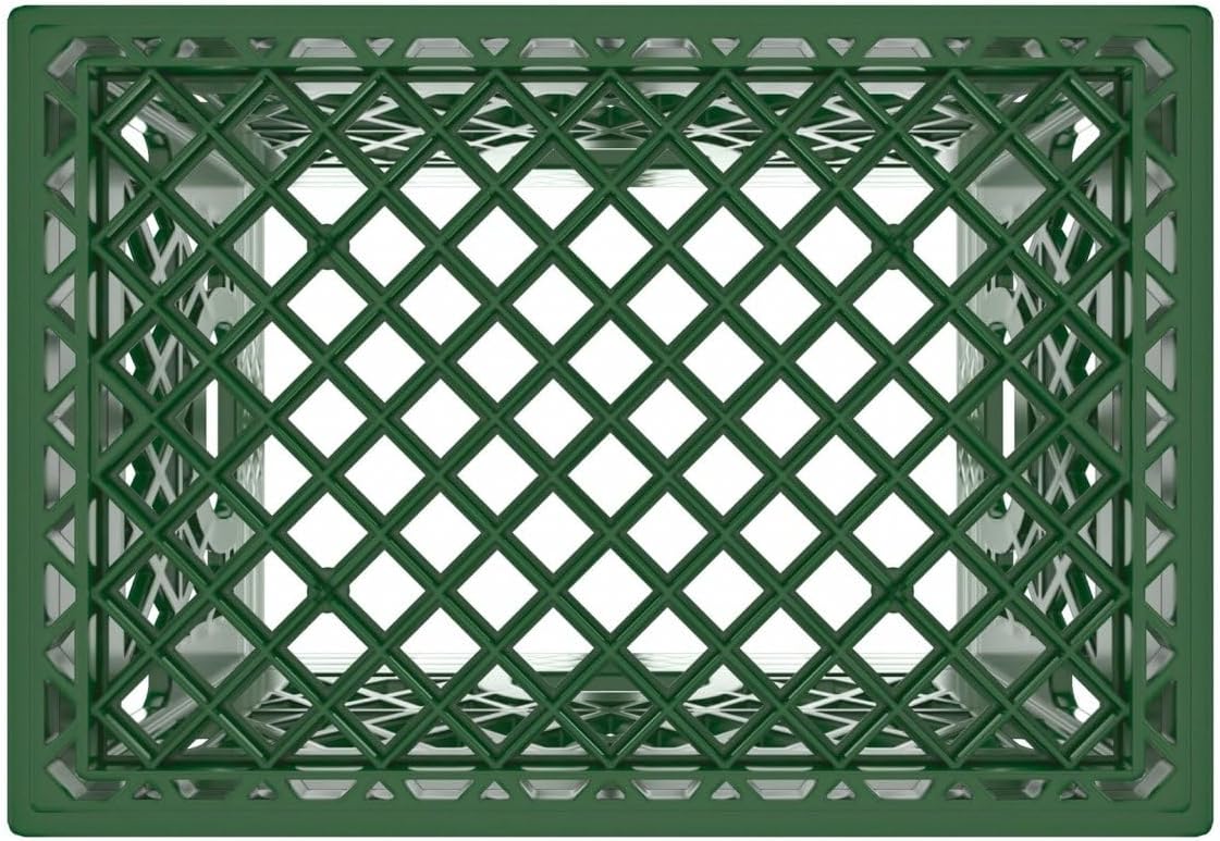 Heavy Duty Plastic Storage Milk Crates, Stackable Utility Organizer Bins, 19x11x13 Inches, 6 Pack, Made in USA, 24 Qt/6 Gallon Capacity (Green)