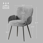 VKNOW Modern Dining Chairs Set of 6, Upholstered Dining Room Chair with Armrest, Kitchen Chairs with Curved Ergonomics Backrest for Living Room, Dining Room, Kitchen, Grey