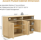 Yechen Set of 2 110" Fluted TV Stand with 8 Arched Reeded Design Doors, Modern Entertainment Center with Storage for Up to 98", Media Console, Multi-Functional TV Cabinet for Living Room, Natural Oak