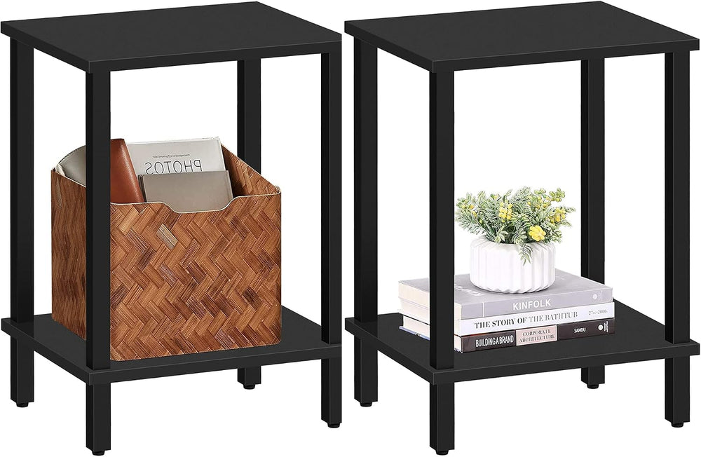 TUTOTAK End Table, Set of 2, Side Table, Nightstand, 2-Tier Storage Shelf