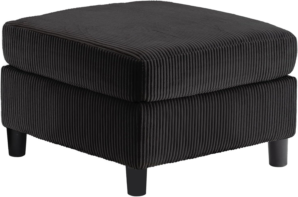 Corduroy Ottoman for Modular Sectional Sofa, Black | Storage