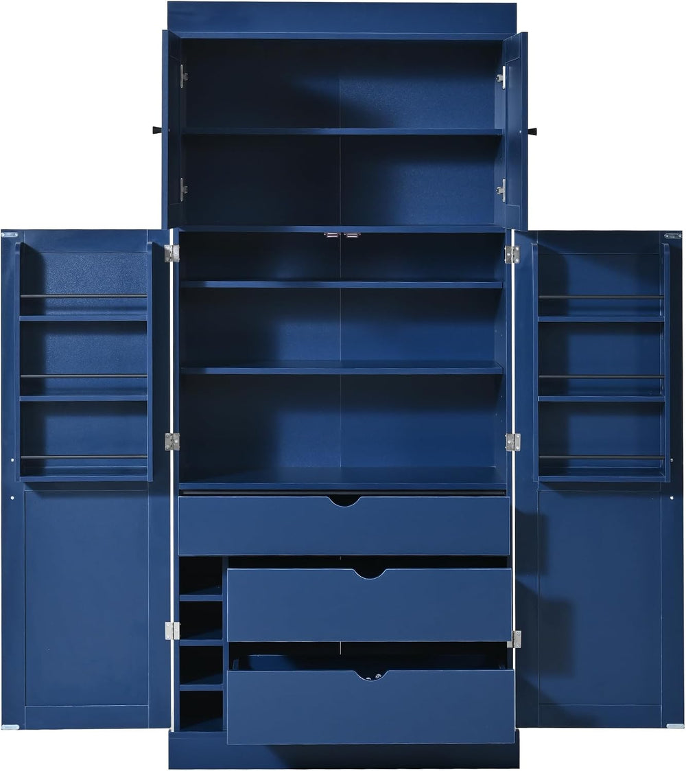 Merax 77''Tall Freestanding Kitchen Pantry,Farmhouse Tall Storage Cab...