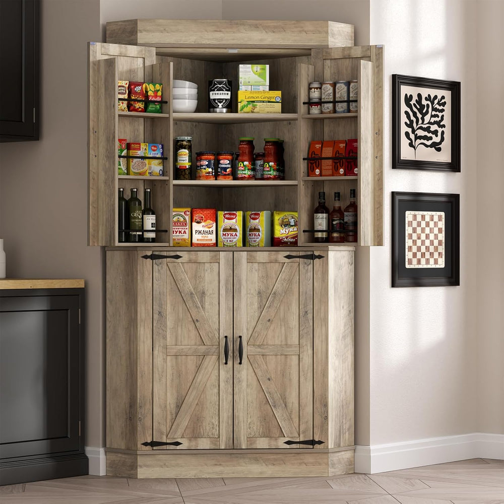 Gyfimoie Corner Cabinet,Kitchen Pantry Storage Cabinet,Freestanding Buffet Hu...