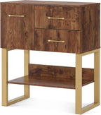 BarberPub Styling Barber Station, Wall Mount Storage Cabinet, Salon Equipment for Hair Stylist, Spa Beauty Makeup Organizer, Bathroom Dresser with Drawers & Shelf 3185 (Rustic Brown)