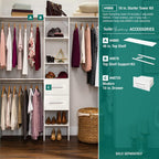 ClosetMaid SuiteSymphony Wood Closet Organizer Starter Kit with Tower and 3 Hang Rods, Shelves, Adjustable, Fits Spaces 4 – 9 ft. Wide, Pure White