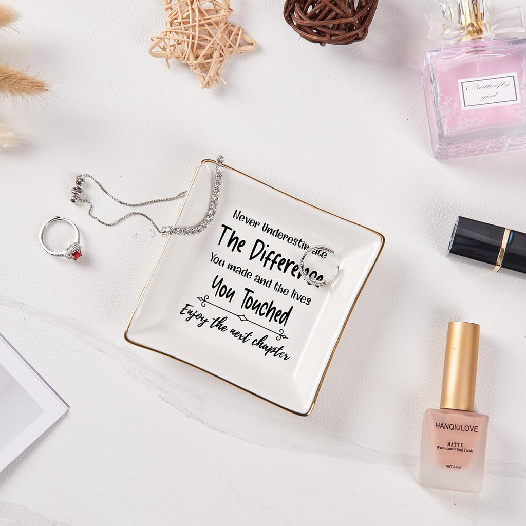 Spegiffu Retirement Gifts for Women Coworker Leaving Gifts Going Away Gift Retirement Gift Jewelry Dish for Friends Retired Teachers Nurses Doctor Boss Goodbye Farewell Gifts for Coworkers New Job