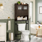 Over The Toilet Cabinet for Bathroom Storage, Over Toilet Storage Cabinet, Above Toilet Storage with 2 Doors and Adjustable Shelf Space Saver Cabinet Over Toilet Bathroom Organizer (Espresso)