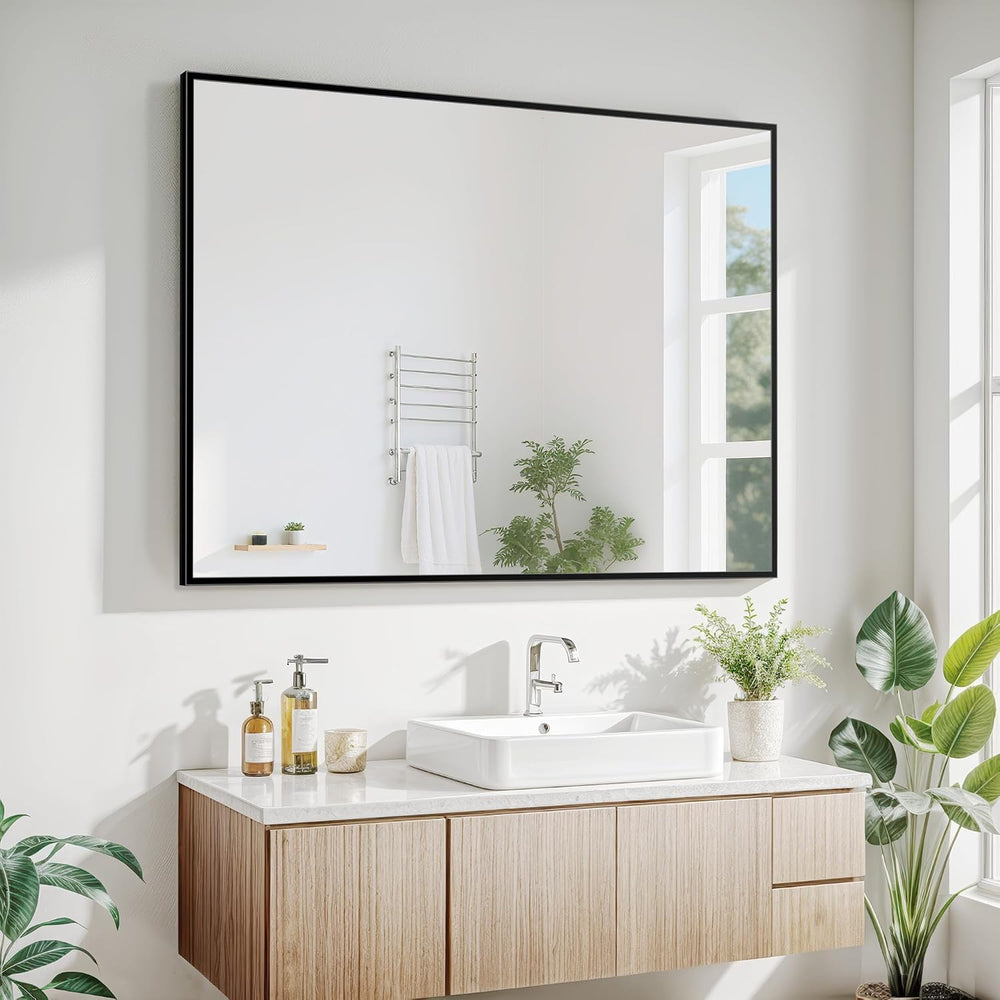 Antok 22x30 Black Metal Framed Bathroom Mirror, Wall Mirror with Rect Corners...