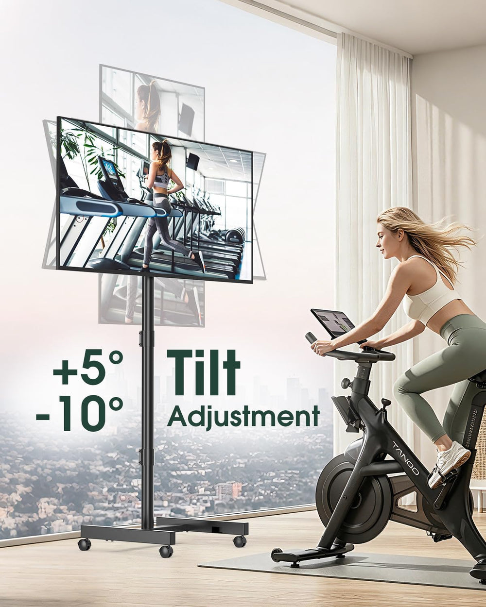 Mobile Rolling TV Stand on Wheels for 13-50 inch Screens, Black | Portable TV...