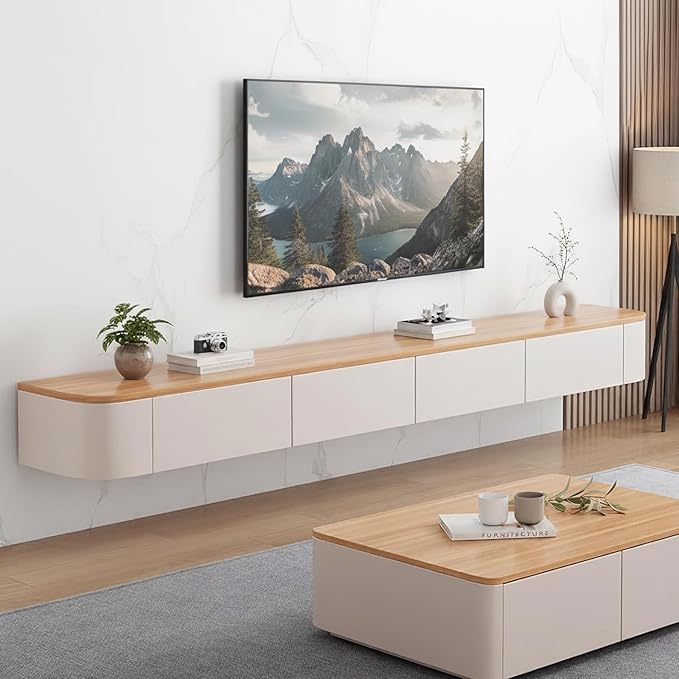 Floating TV Stand with Drawers, Pre-Assembled Wall Mounted TV Console, Modern...