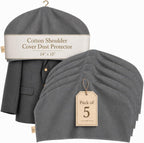 Shoulder Covers for Clothes - Breathable Garment Dust Covers Protectors for Suit, Coats, Jackets, Dress Closet Storage (Grey, Set of 5)