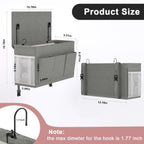 Dual-purpose Bedside Caddy Bedside Organizer, Bed Caddy with 6 Pockets, Versatile Bedside Storage Solution Magazine Remotes holder, ideal for Home, Dorm, Hospital, Crib Bed (Grey 2pcs)