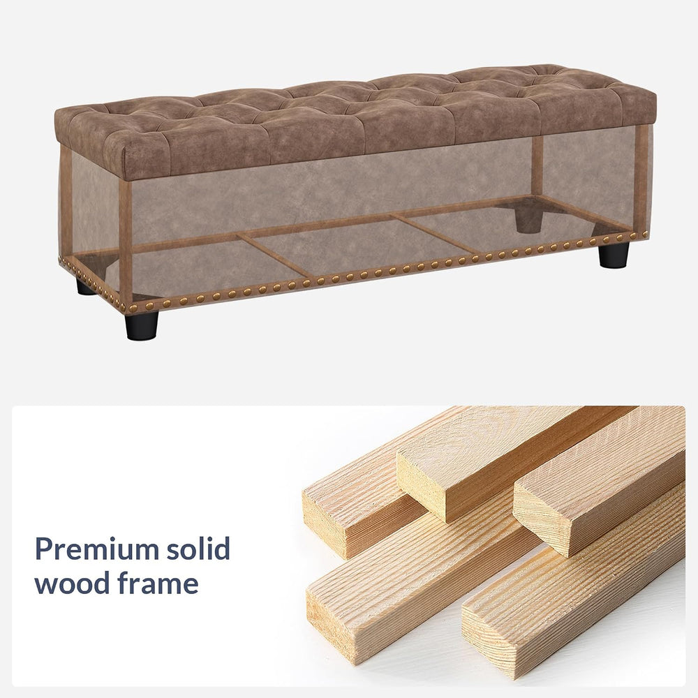 BELLEZE Storage Ottoman, Tufted Ottoman with Close Hinge, Foot Rest for Livin...