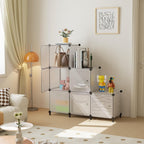 Cube Storage Organizer, 6-Cube Shelves Unit with Doors, DIY Stackable Plastic Clothes Organizer for Bedroom and Under Stairs Storage Unit, 30 x 30 x 30 cm Frosted White ATTSL6003