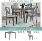 LUMISOL 5-Piece Wooden Dining Table Set with 4 Chairs, Kitchen Table Set for 4 People, Farmhouse Table and Chairs Set for Living Roo, Kitchen, Dining Room, Grey
