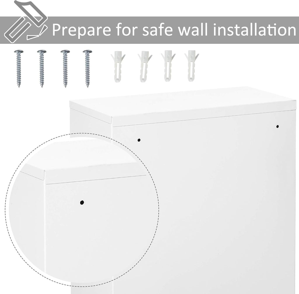 kleankin Steel Wall Mount Medicine Cabinet 3 Tier Emergency Box for Bathroom Kitchen, Lockable with 2 Keys, White