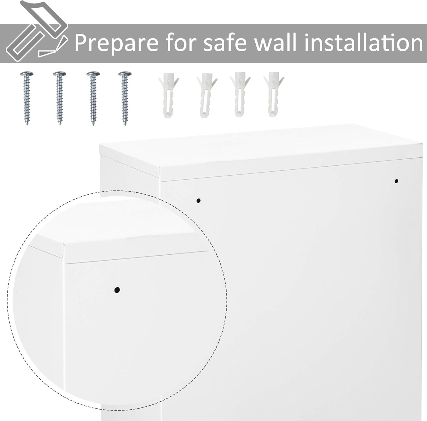 kleankin Steel Wall Mount Medicine Cabinet 3 Tier Emergency Box for Bathroom Kitchen, Lockable with 2 Keys, White