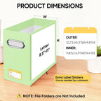 BALEINE File Organizer Box, Cardboard File Folder Organizer with Handle for Letter Size, Portable Collapsible Hanging Filing Box for Home Office Document Storage (4 Pack, Green)