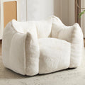 Giant Bean Bag Chair, Comfy Large Bean Bag Chairs for Adults and Kids, Fluffy Faux Rabbit Fur Floor Sofa for Living Room Bedroom Apartment, Beige