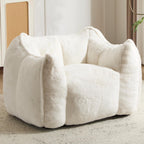 Giant Bean Bag Chair, Comfy Large Bean Bag Chairs for Adults and Kids, Fluffy Faux Rabbit Fur Floor Sofa for Living Room Bedroom Apartment, Beige