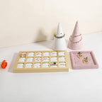 GemeShou Velvet Ring Storage Organizer Tray with 18 grids, White Jewelry Earring Display Stand for Selling, Velvet Jewelry Studs Display Holder【White】