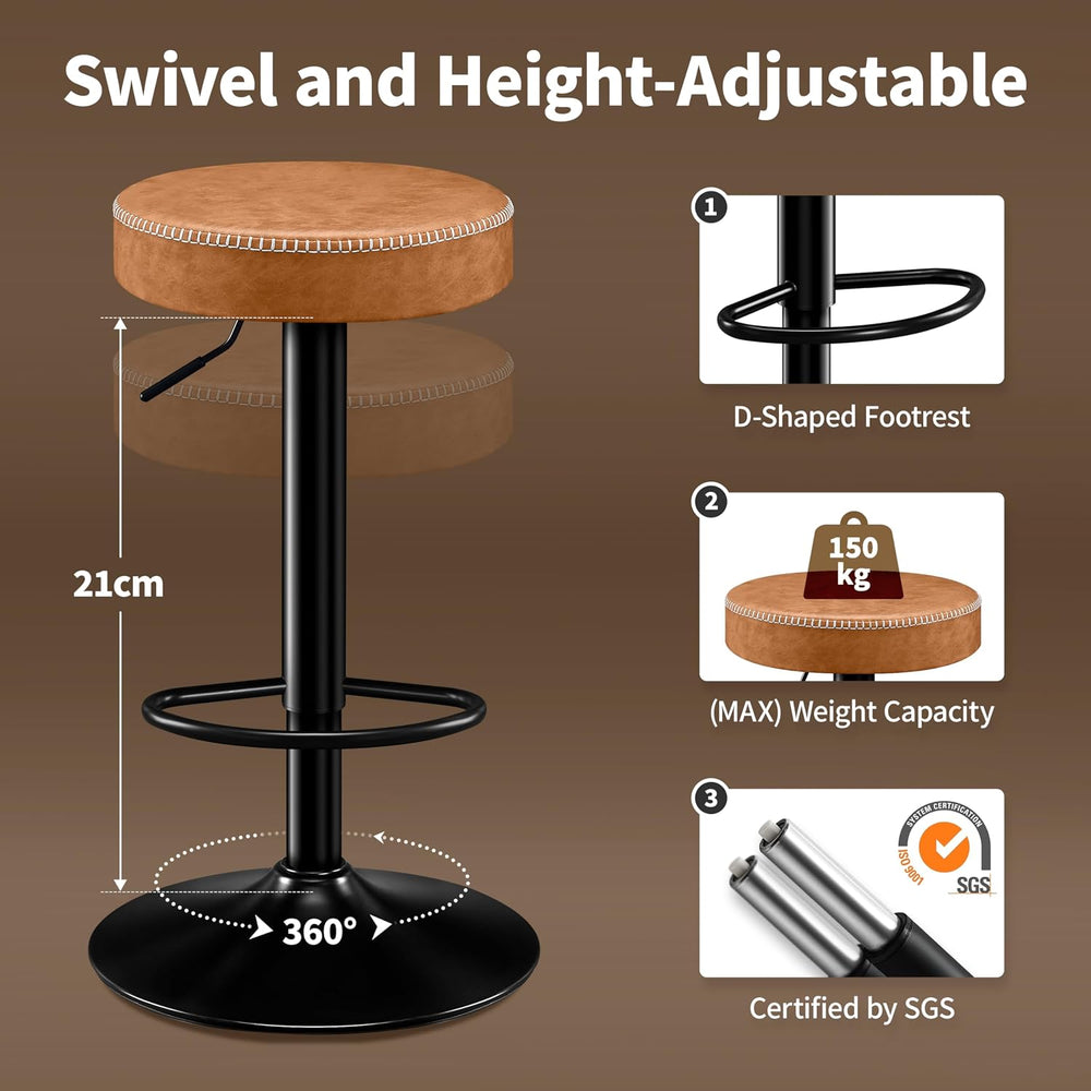 STOOLINK Tall Bar Stools Set of 2, Microfiber Leather Bar Height Stools | 360...