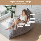 BYBYME 3 in 1 Bean Bag Chair, Convertible Chair Folds from Bean Bag to Lounger, High-Density Foam Filling, Faux Fur Big Sofa Bed, Giant Bean Bag Chair Bed for Adults