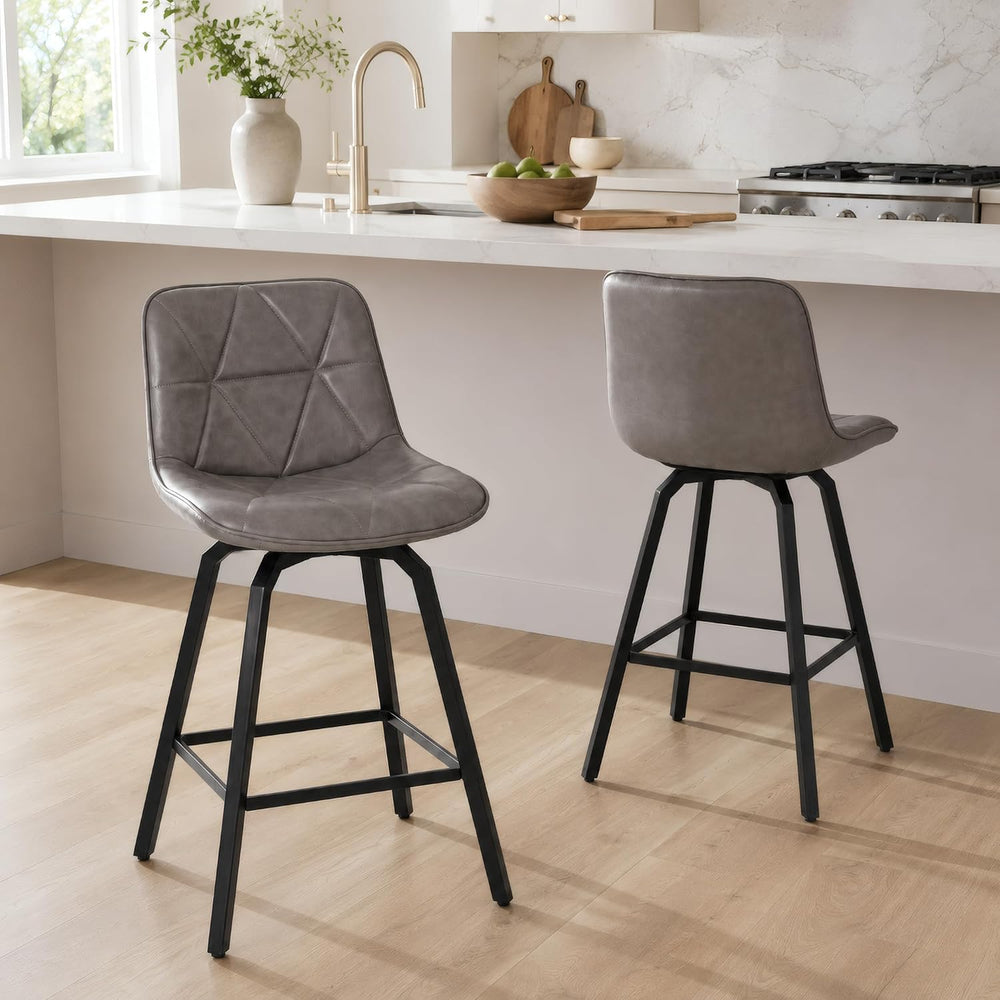 26" Counter Height 360° Swivel Bar Stools Set of 3, Triangular Pattern F...