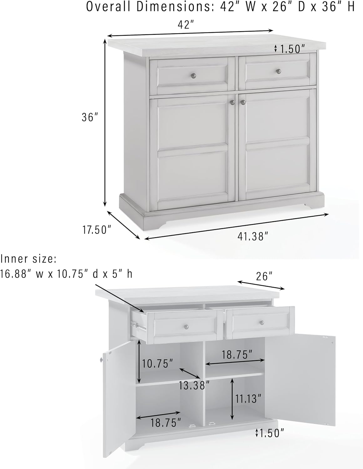 Crosley Furniture Holbrook Traditional Kitchen Island Breakfast Bar Table with Counter-Height Seating, Distressed Seafoam Blue