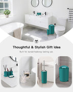 IMAVO Bathroom Accessories Set,Peacock Green Bathroom Set,9 Pieces Bathroom Accessory Set,Tray,Qtip Holders,Toilet Brush,Trash Can for Bathroom Décor and Home Gifts