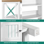 YITAHOME White Microwave Stand Bakers Rack Cabinet | Thickened Countertop, Hutch Shelves, Cabinet Door, Power Outlet, for Kitchen Coffee Bar Pantry, Easy Assembly