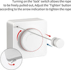 JOOM Retractable Clothesline Heavy Duty Clothes Drying Laundry Line Wall Mounted Easy Hanging Clothes Drying Laundry Line Retracting Hanging Lock to Prevent Sagging (Square,White)