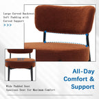 Boucle Dining Chairs Set of 2, Brown Mid Century Modern Kitchen Dining Room Chairs with Curved Backrest and Metal Frame, Round Upholstered Dining Chairs for Kitchen, Living Room