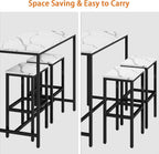 Yongchuang 3 Piece Bar Table Set, White Bar Table and Chairs Set for 2, Modern Counter Height Bar Table with 2 Stools for Kitchen, Dining Room High Top Breakfast Table Faux Marble Wood Top
